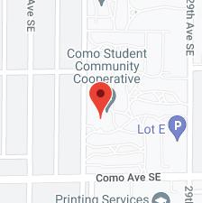 Map of the Como neighborhood showing the location of Como Student Community Cooperative